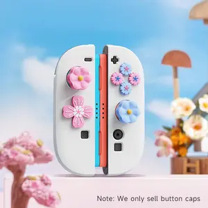 Cute Design Button Caps for Switch NS2 Key, Soft Comfortable Silicone Design Game Controller Thumbstick Cap, Thumbstick Grips, Gaming Accessories for Nintendo Switch