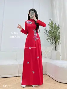 Ao Dai Viet nam| Red theu Design Ao Dai  A45 | Ao Dai for Women| Lunar New Year