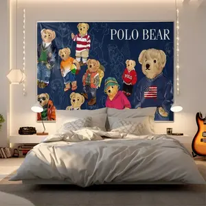 Bear Pattern Tapestry, Stylish Room Flag, Wall Hanging Tapestry, Durable Decorative Tapestry, Unique Wall Art For Living Room And Bedroom, Soft And Durable For Kids And Adults Daily Holiday Birthday Gift Bedroom Decoration, Tapestry Wall Mural