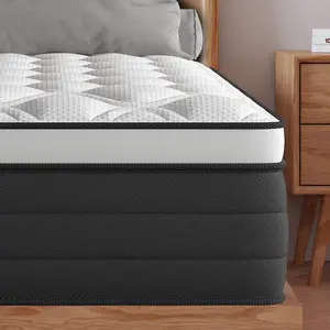 12"14" Twin Full Queen King Size Mattress in a Box Hybrid Spring  with Gel Memory Foam and Individually Pocket Innerspring Euro Top Mattresses Medium Firm for Motion Isolation, Edge Support, 100 Night Trial