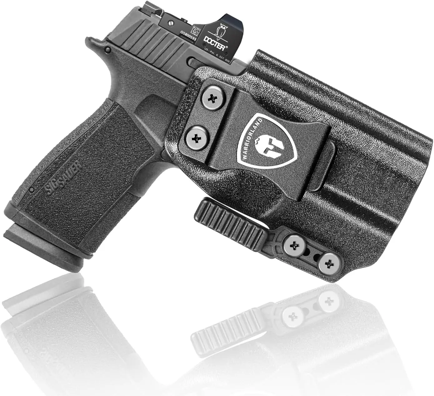 WARRIORLAND IWB Kydex Holster for P365XMACRO - Claw Attachment, Optic Cut, Concealment, Positive Click Lock System, Sweat Shield, Adjustable Cant & Retention, Inside Waistband Appendix Carry Hunting Gear, Iwb Holster, 0.08 Inch, Full Length Sweat Shield,,