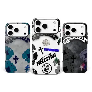 Luxury Denim Tears Cotton Wreath Chrome Cross Gothic Heavy Duty Tough Phone Case Shockproof Drop Protection Durable Hard Cover Aesthetic for iPhone 11 12 13 14 15 16 17 Pro Max Plus