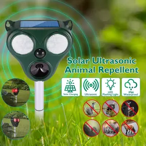 Solar Ultrasonic Outdoor Animal Repeller, Infrared Sensor, Flashlight, Waterproof, Protects Deer, Mice, Snakes, Birds, Rabbits, Garden, Lawn, Fruit Trees, Animal Repellent