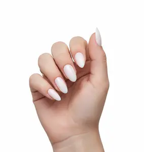 Baby's Breath Soft Gel Nail Kit - 32 Press-On Nails in 16 Sizes for Easy Application - Ultra Glossy Finish & Durable Wear - Beginner Friendly - Fresh Airy Milky Tone