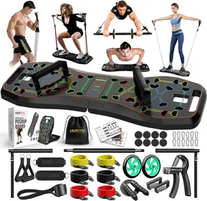 25-in-1 4rd Generation Push Up Board - Multi-Functional Foldable Gym System with Resistance Bands, Pilates Bar & Pulleys, Portable Workout Equipment for Men & Women, Chest/Back/Abs Training
