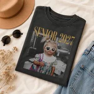 [Send Your Custom Image To Us]Personalised Senior 2027 Shirt, Custom Photo Comfort Colors Senior Shirt, Class of 2027 Shirt, Graduation Tee, Senior Gift, Proud Senior Tee