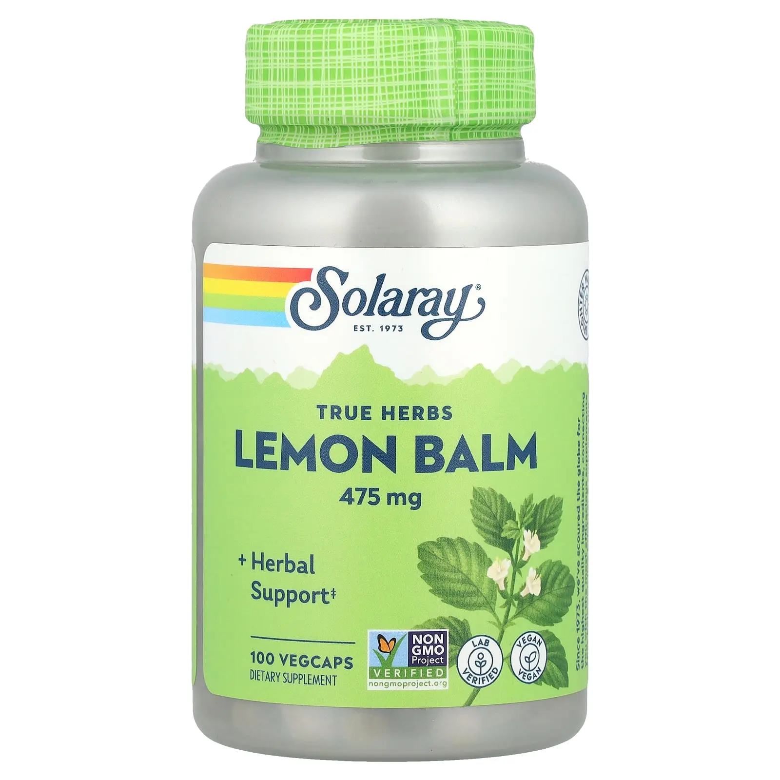 Solaray True Herbs, Lemon Balm, 475 mg, 100 VegCaps Solaray True Herbs, Lemon Balm, 475 mg, 100 VegCaps