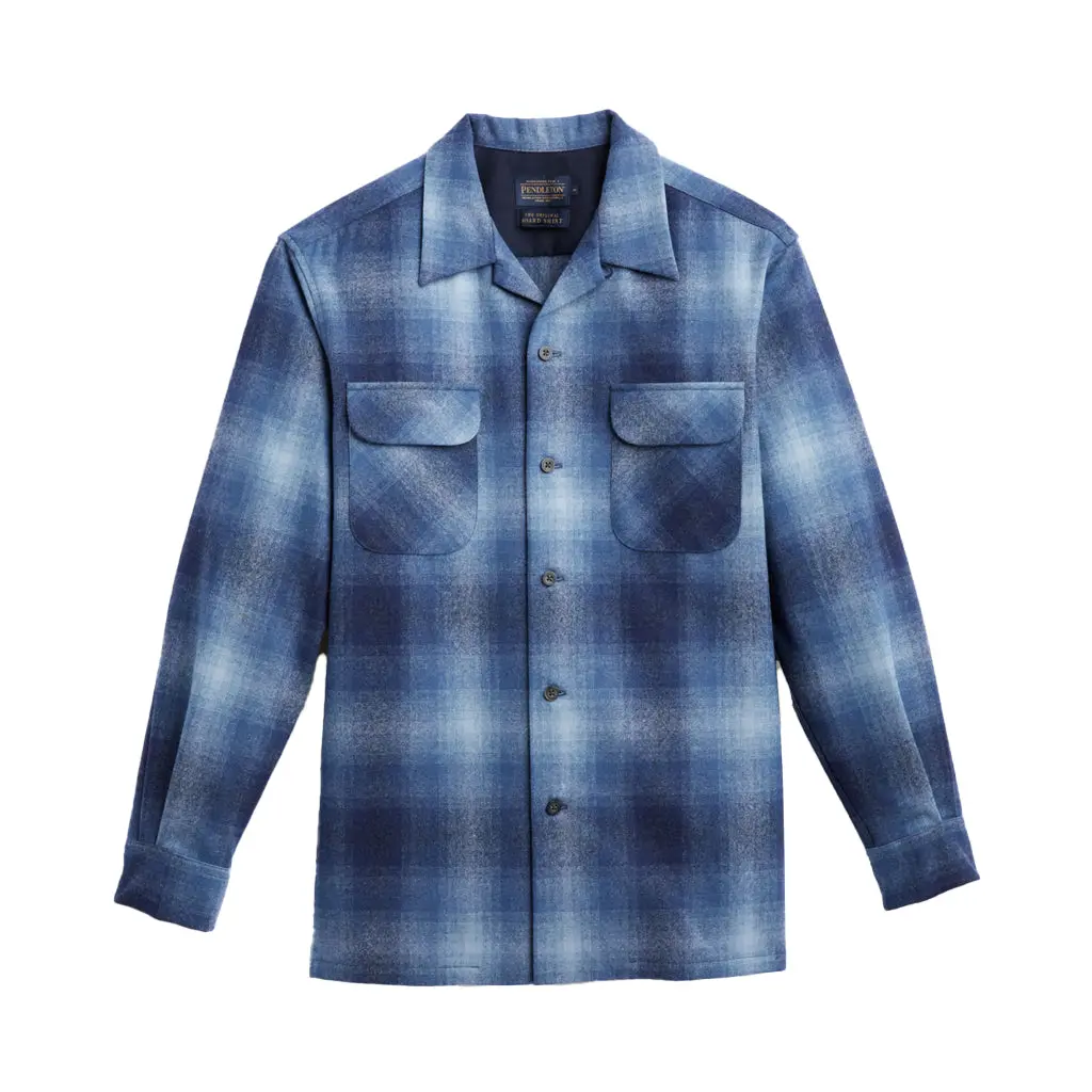 Pendleton Men's Wool Fabric Long Sleeve Board Shirt - Navy Mix Ombre, Tall Casual Menswear Top