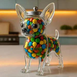 New Chihuahua Candy Jar, Kitchen Snack Storage Container, Glass Food Storage, Pet Food Holder, Outdoor Training Jar, Ideal for Cookies & Treats