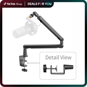FIFINE BM88 Low Profile Microphone Boom Arm, Adjustable Stick Microphone Arm Stand with Desk Mount Clamp, Screw Adapter, Cable Management, for Podcast Audio Streaming Gaming Studio, dealsforyoudays,father'sdaygifts