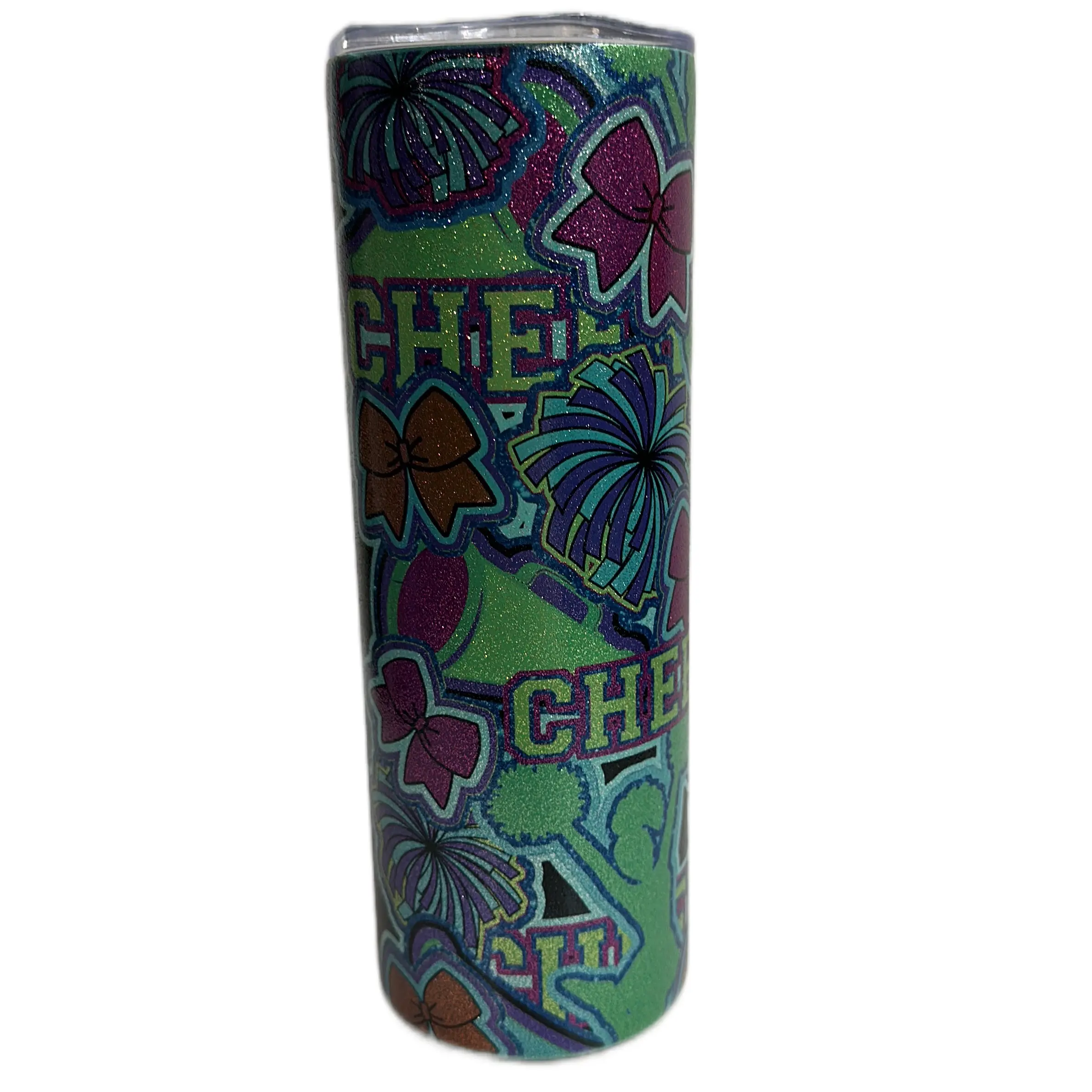 Cheerleading Shimmer Tumbler 20 oz - Perfect for Your Next Party - Drinkware, Bottle, cheer, cheerleader