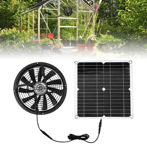 Solar Panel Fan Kit 100W Solar Panel and Round Fan for Small Chicken Coops Greenhouses Pet Houses Window Exhaust Black