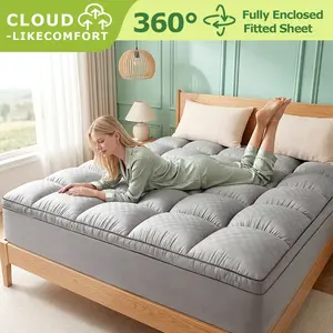 【Weekly Deals】Cooling Mattress Topper, Extra Thick,1200＆1000＆500 Plush Quilted Pad with 8-21 Inch Deep Pockets, Overfilled with Breathable Polyester, Mattress Protector- Machine Washable