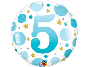 Round Age 5 Blue Dots Balloon