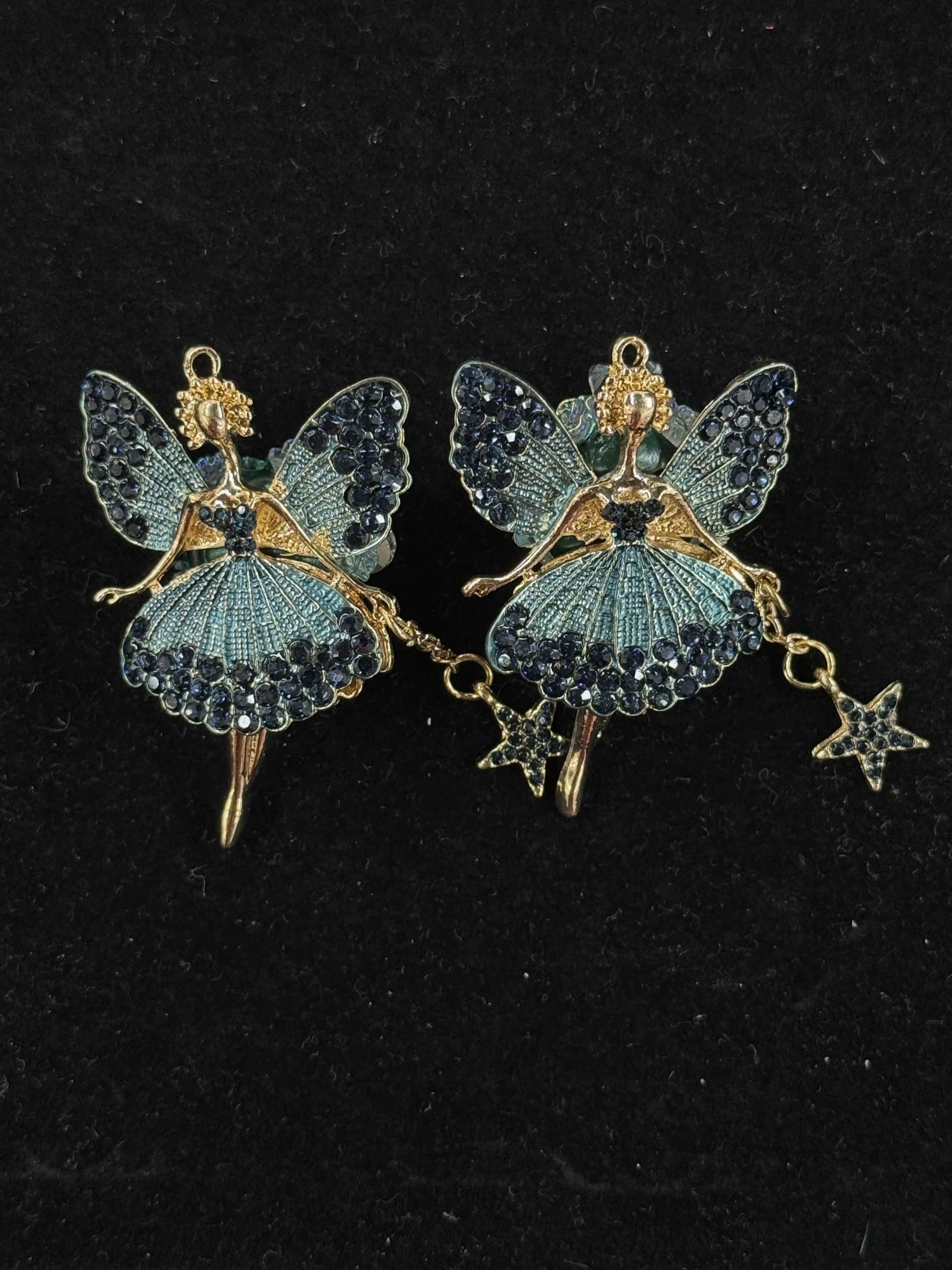 374  2PCS Fairy Girl Charms | Rhinestone Princess Pendant for DIY Jewelry