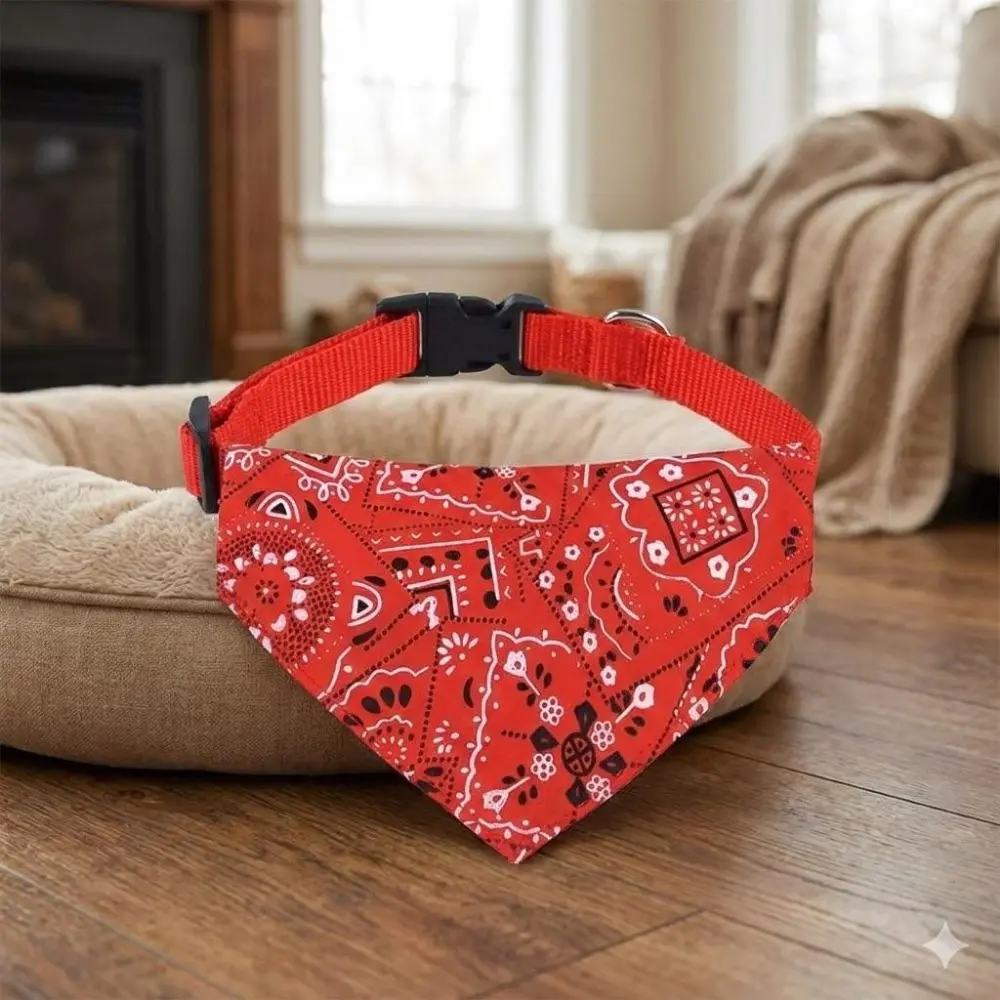 Stylish Adjustable Pet Bandanas & Accessories: Reversible Cotton Neckwear for Dogs Cats, Deluxe Pup Bandana, Waterproof Nylon Collar, Fashionable Bibs Scarves for Indoor Outdoor Use, Anti-Chew Durable Design.