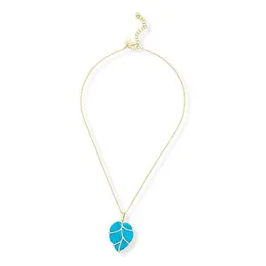 Rarities Gold-Plated Turquoise-Color Magnesite & Zircon Leaf Pendant