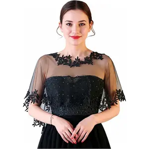 Women's Lace Appliques Shawls Wedding Bridal Cape Shoulder Covers Bolero