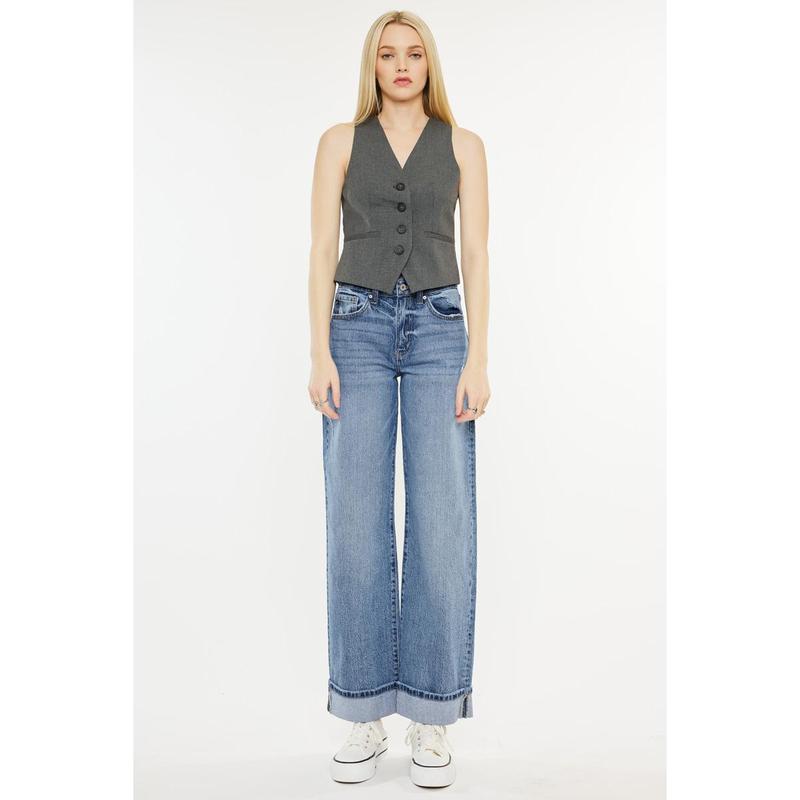 KANCAN - Kolbie Women's Denim High Rise Cuffed Wide