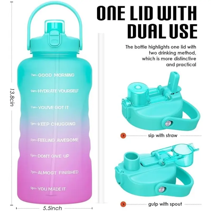 HydroPal 1 Gallon Water Bottles with Straw, 128 oz / 3.8L Water Bottle BPA  Free Innovative 2-IN-1 Lid Gym Bottle with Times to Drink Motivational  Drinkware Tumbler Containers - TikTok Shop