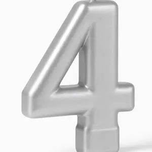 Silver Number 4 Metallic Birthday Candle