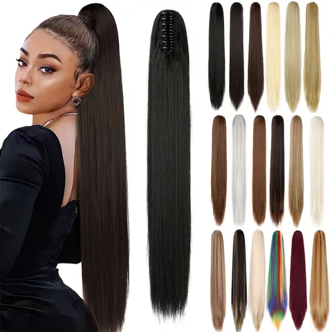 Dulchany 21-Inch Silky Natural Straight Synthetic Claw Clip-In Ponytail Extension - Comfortable and Lightweight, Dressy, Effortless Maintenance for Ponytail Hairstyles, Celebrations & Daily Wear