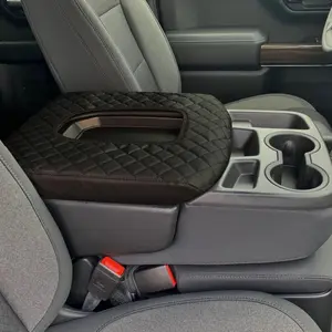 Center Console Cover Compatible with 2019-2024 2025 Chevy Silverado/GMC Sierra Jump Seat Accessories, Middle Console Armrest Lid Leather Protective Cover(ONLY for Split Bench Seat Console) split bench seat console