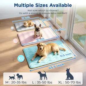 furrybaby Dog Cooling Mat for Large Dogs, 30"x20" Self Cooling Pet Cooling Mat for Dogs & Cats, QMAX>0.5, Thickened Cool Fiber, Cooling pad for Dog Bed, Durable Portable Indoor/Outdoor Summer,Blue