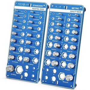 42 Nut and Bolt Thread Checker Standard and Metric, 17 SAE & 17 Metric & 8 Drill Gauge Bolt and Nut Identifier Gauge, Bolt Size Finder Screw Size and Thread Gauge for Quickly Identify, Wall-Mountable