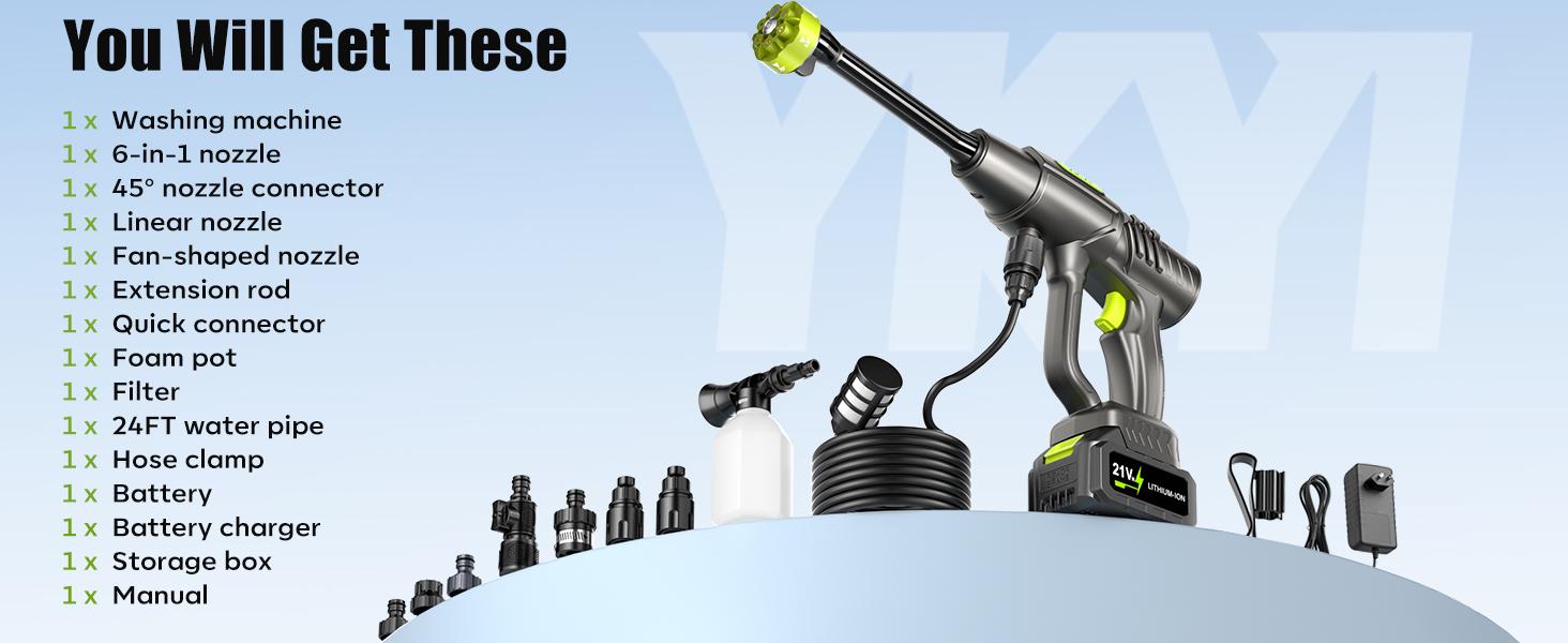Cordless Pressure Washer and Single Port Charger Base, Bottle Portable Washer for Car,Home Cleaning & Garden Watering