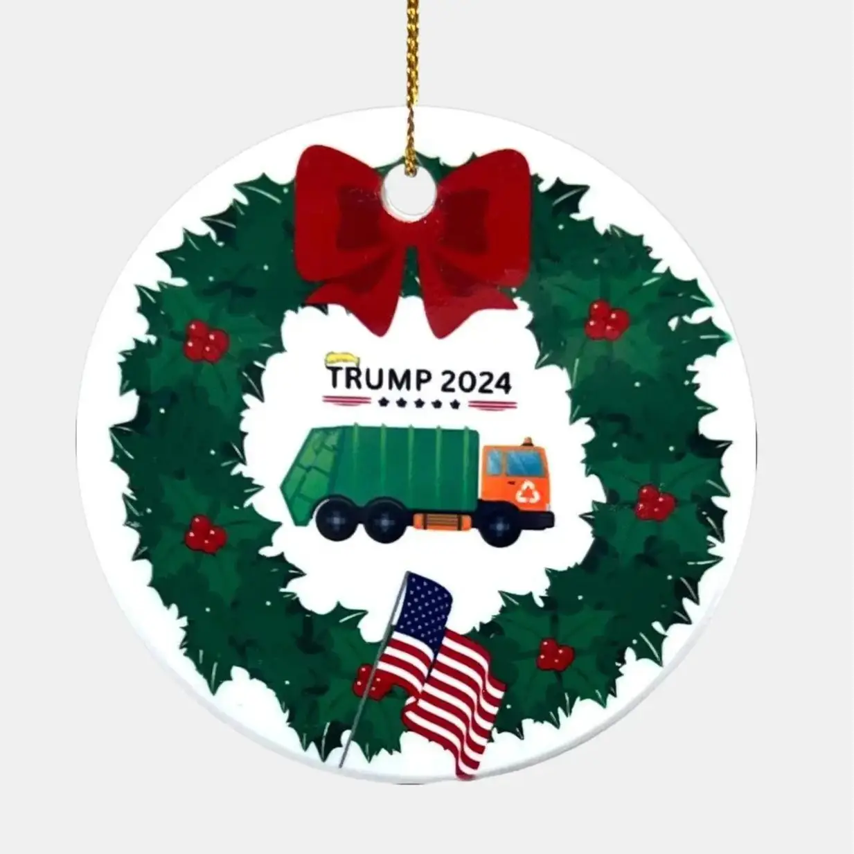 Commemorative Trump Christmas Ornament 2024 Ceramic Decor