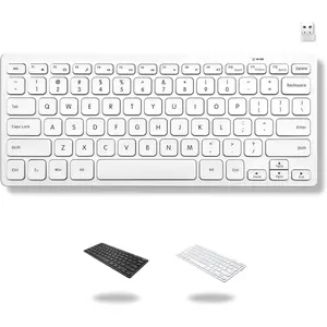 Mini Compact Keyboard -  Keyboards for Desktop PC, Surface, Chromebook, Notebook, Laptop Keyboard, Slim Key Board with 2.4G  USB - Small Keyboard for Travel (White)
