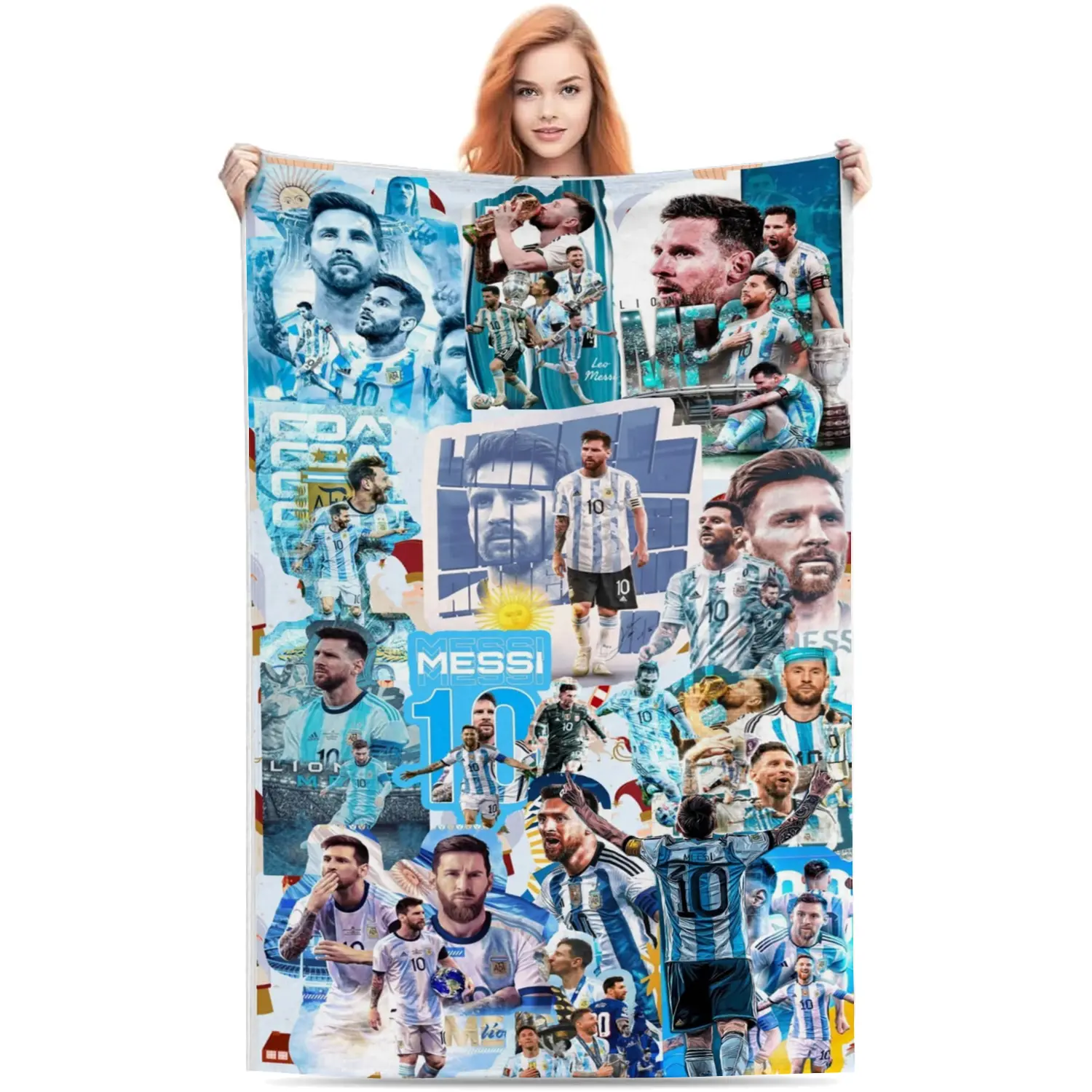 Messi Soccer Blanket, Lionel Messi Football Fan Fleece Throw Blanket, Argentina Soccer Legend Blanket, Soft Cozy Sports Gift