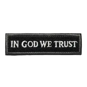 In God We Trust Name Tape Tactical Patch w/ Hook & Loop Backing - Black/White