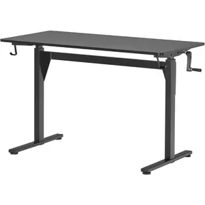 Manual Standing Desk Adjustable Height Heavy Duty Game Desk, Crank Adjustable Desk, Adjustable Computer Desk, Manual Stand Up Desk with Headphone Hook,48 x 24 Inches(Black)Movable lifting bedside table office study table home laptop table standing