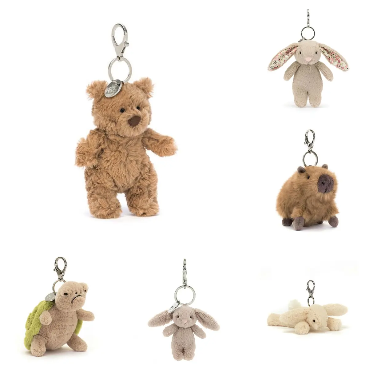 Jellycat Cute Mini Plush Bag Charm Keychain, Soft Kawaii Stuffed Animal Backpack & Purse Charm, Adorable Bag Accessory Gift for Girls Kids Collectors