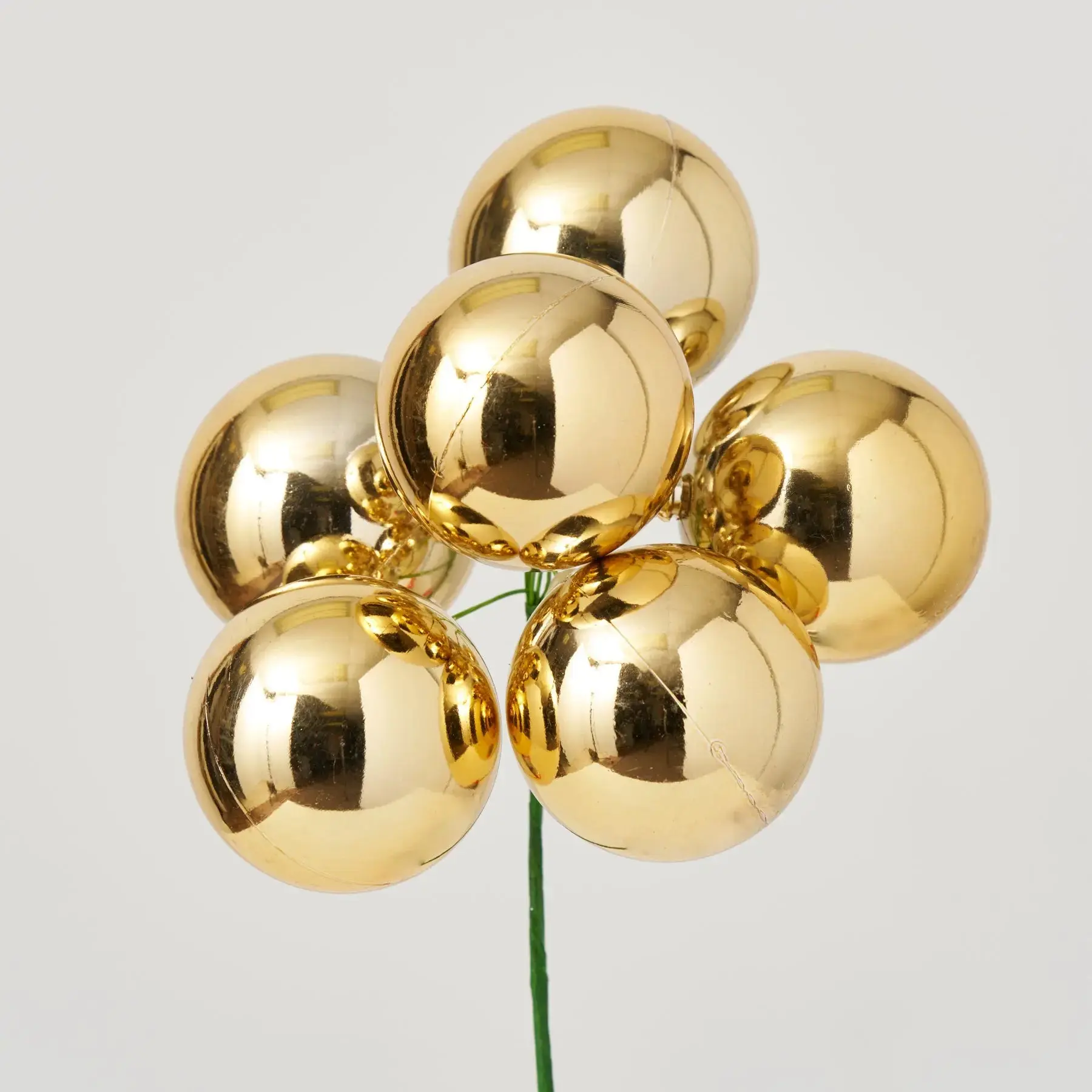 Shiny Glossy Round 9in Tall Golden VP Ball Ornament - 4in Wide, Durable Bendable Fully Wired Branches, Hangable Holiday Christmas Tree Home Decor