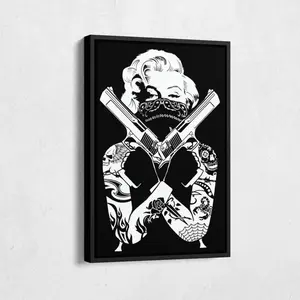 New, Marilyn Monroe Poster, with Guns Black and White Wall Art Print Print Print Home Decor Decoration Gifts