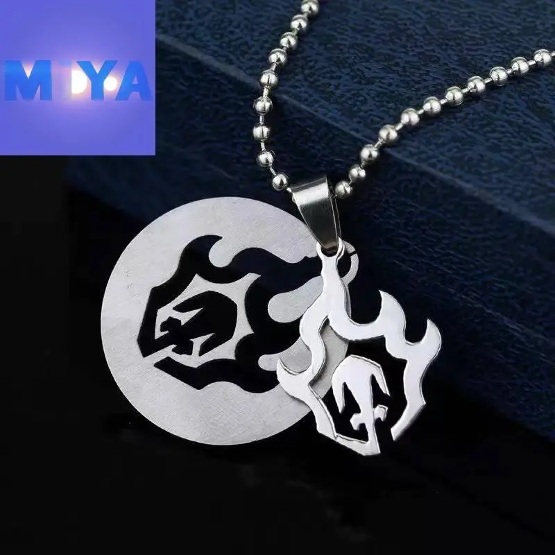 Bleach Ichigo Kurosaki Flame Detachable Necklace, Hollow Fire Pendant, Anime Cosplay Jewelry for Bleach Fans