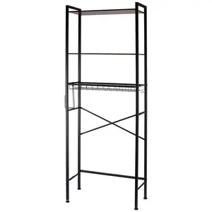 Over The Toilet Storage Rack Organizer, 3-Tier Adjustable Bathroom Shelf with Toilet Paper Roll Holder and Hooks