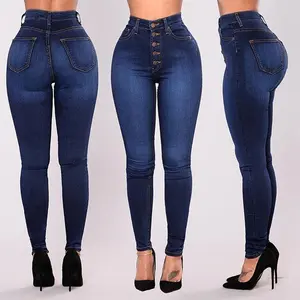 Women's comfortable and casual high waist stretch slim denim pencil pants No.522