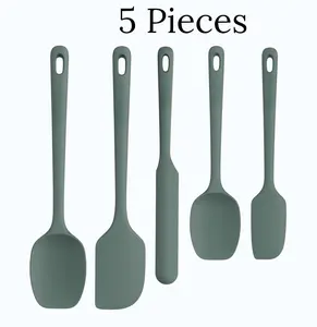 5 Pieces Silicone Spatula Set, Food Grade Rubber Spatula, Upgrade Strong Handle with Ergonomic Grip, Heat Resistant Up to 600°F for Nonstick Cookware, Cooking Dried Thyme