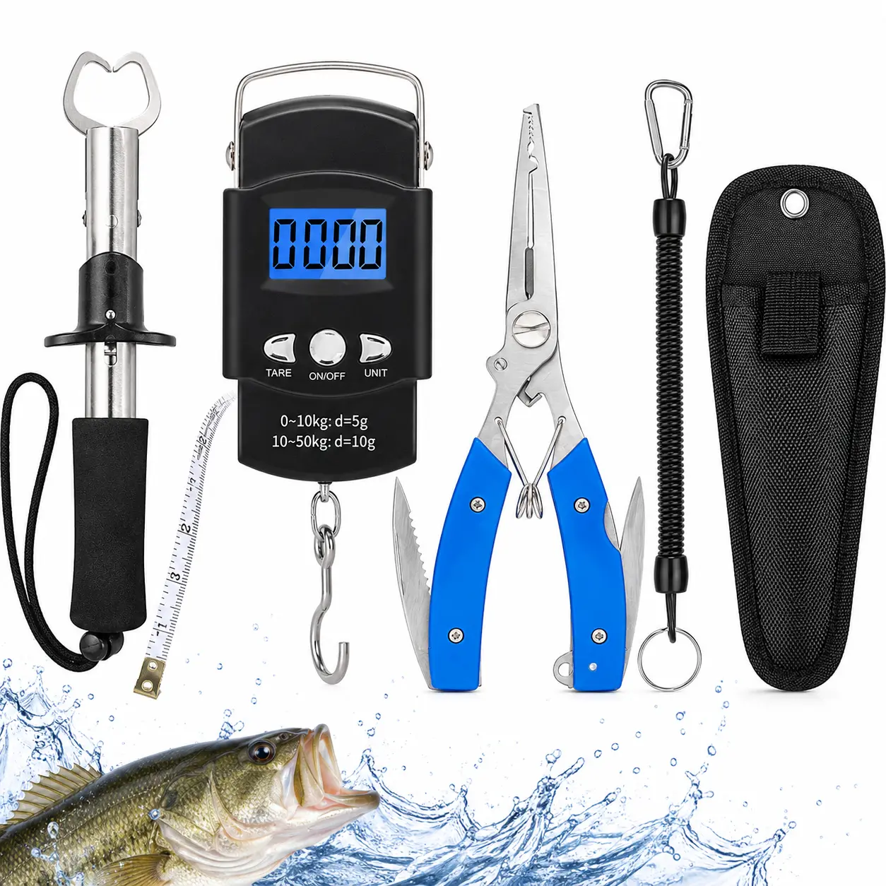 Fishing Tool Kit Fishing Pliers Fish Gripper Fishing Scale Fish Grip Tools Set Saltwater Resistant Fishing Gear