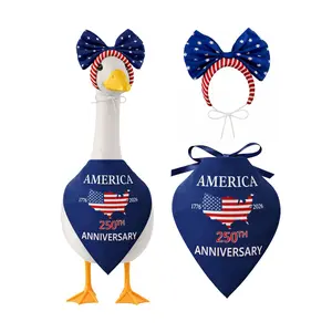 1 PC Porch Goose Outfits 2026 New Version Patriotic Style American Flag Design 4th Of July Costume For 23 Inch Porch Goose Garden Patio Lawn Decor Patriotic Yard Decor Outdoor Party Decoration Patriotic Decorations Ornaments