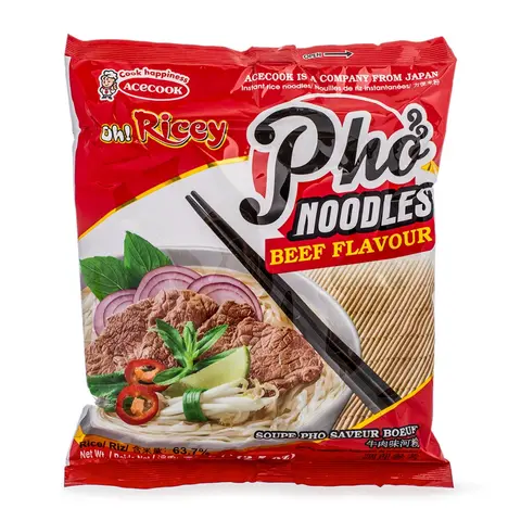 Acecook Oh! Ricey Rice Noodles Pho Beef Flavor (Bag)