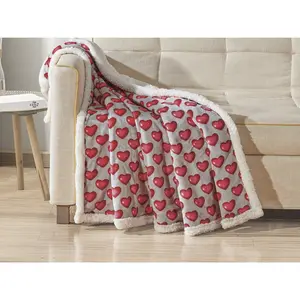 Elegant Comfort 50" x 60" Valentine Inspired Sherpa Back Throw - Soft Micro Mink Fleece Blanket for Cozy Sofa Bed Use
