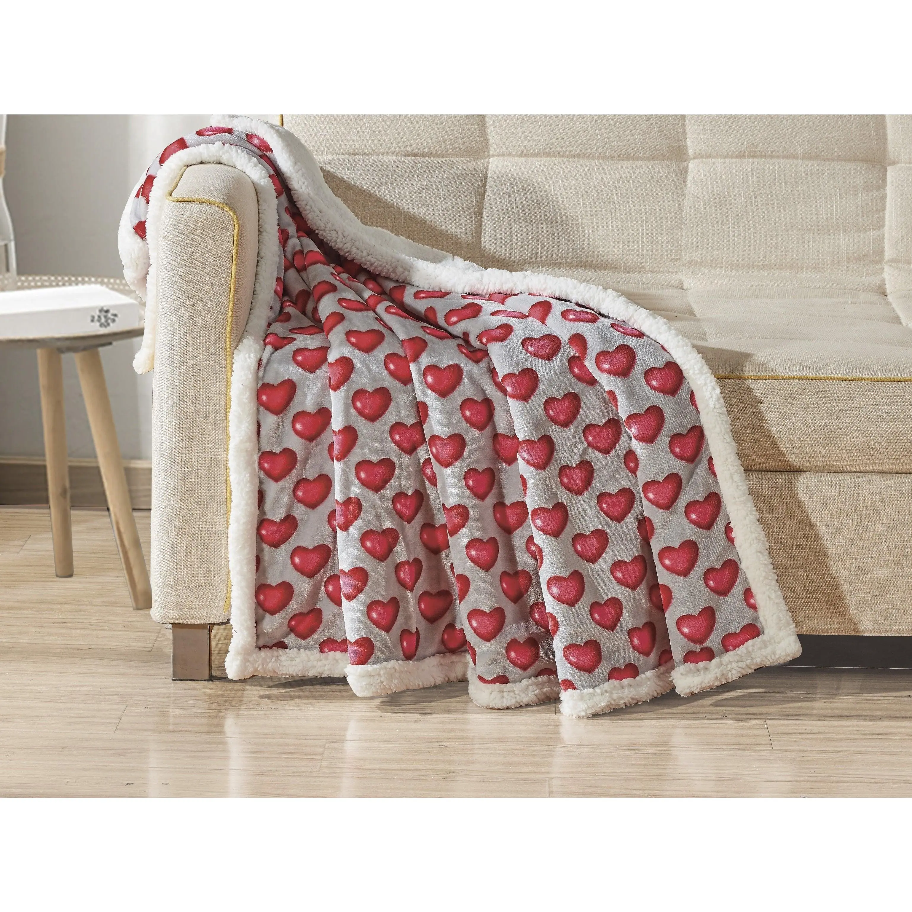 Elegant Comfort Valentine Inspired Sherpa Throw Blanket – Soft Micro Mink Fleece with Sherpa Back, 50in x 60in