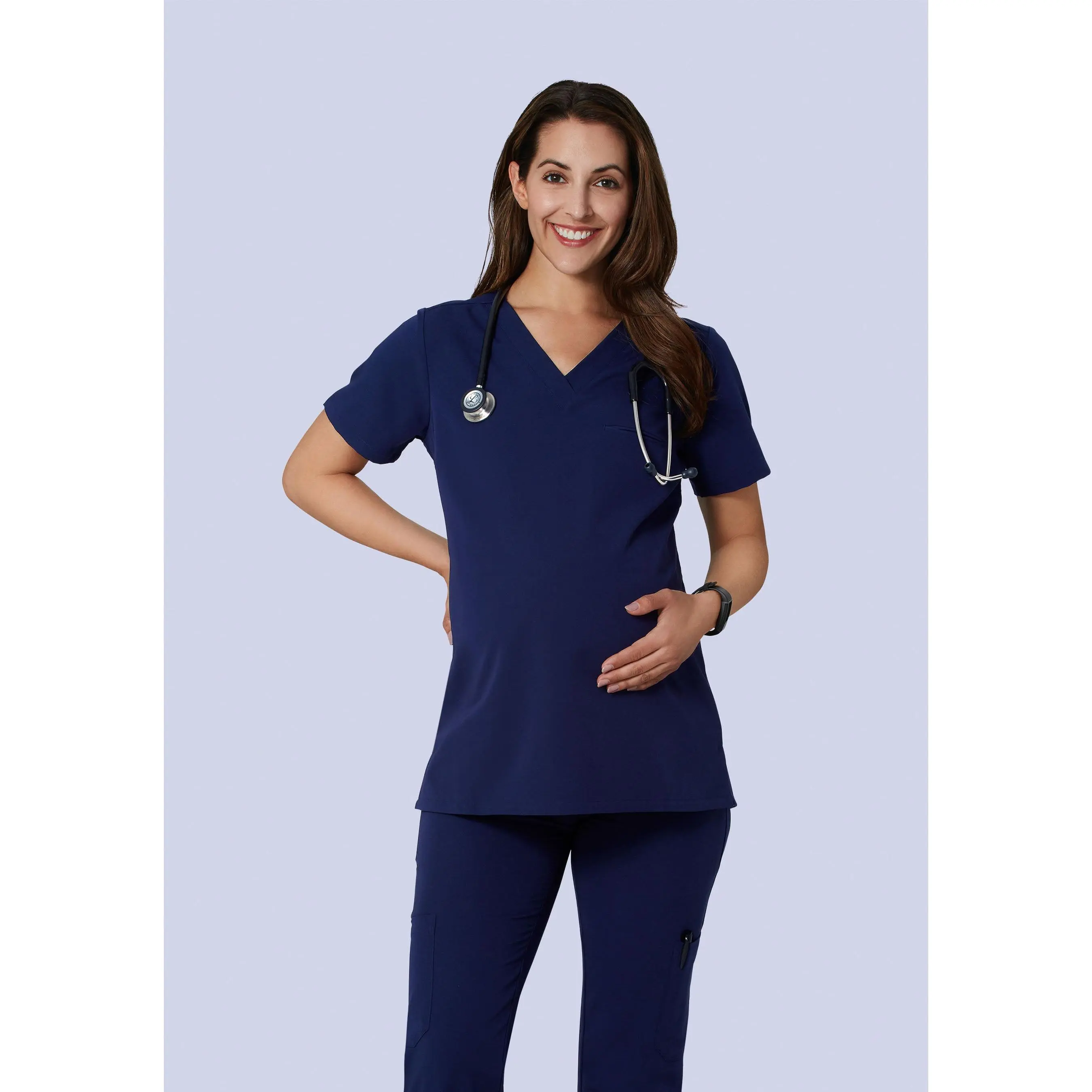 Maternity One Pocket Top Navy mandala scrubs Maternity One Pocket Top Navy mandala scrubs