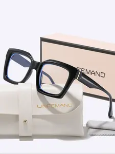 Linfemand Classic Vintage Square Frame Decorative Fashion Flat Mirror, Unique Metal Texture, Daily Wear Office Reading Accessory