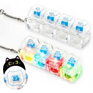 Keyboard Fidget Toys for Adults, Cat-Shaped Fingertip Clicker Keyboard Fidget Keychain with LED Lights, 4-in-1 Loud Stress Relief Fidget Keyboard for Anxiety Decompression, Keychain Decorations, St. Patrick's Day Gift Easter Sunday Gift Mother's Day Gift